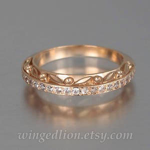 UNDER A SPELL Wedding Band 14k gold and White Sapphires half-eternity band image 6