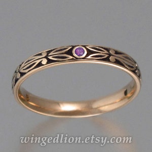 AUGUSTIN 14K rose gold wedding band with Amethyst accents