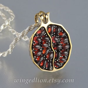 JUICY POMEGRANATE bronze & silver garnet medium size pendant