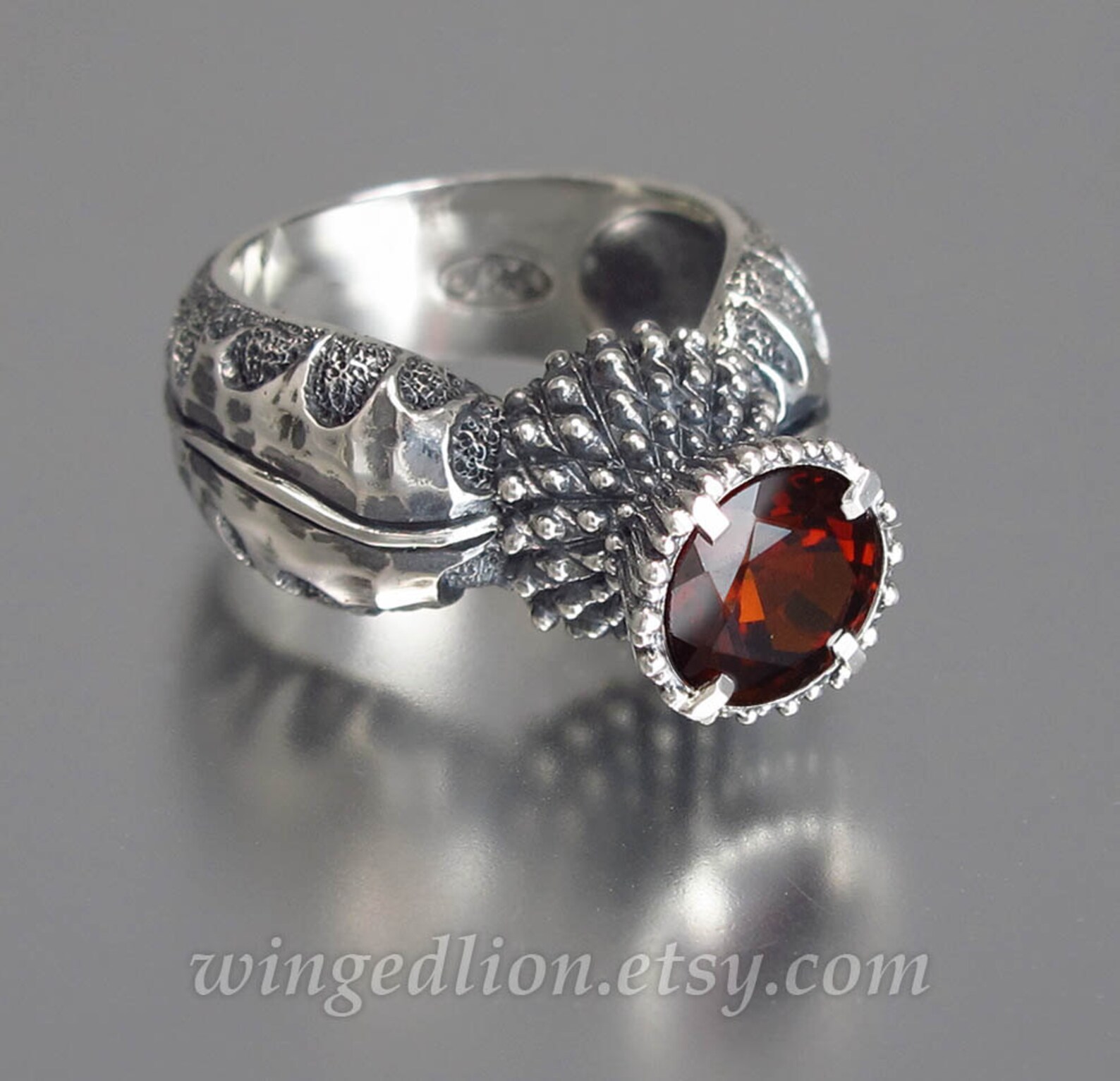 BLOOMING THISTLE Sterling Silver Ring and Wedding Band Set - Etsy