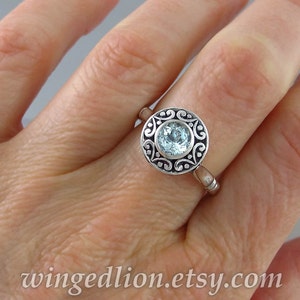 The SECRET DELIGHT 14k white gold Aquamarine engagement ring image 5