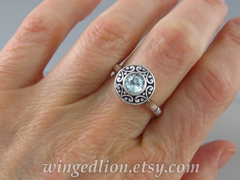 The SECRET DELIGHT 14k white gold Aquamarine engagement ring image 5