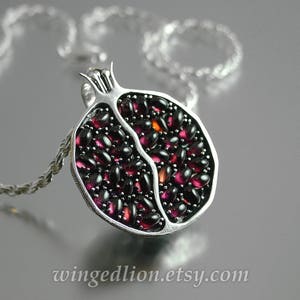 JUICY POMEGRANATE silver garnet pendant Ready to ship image 4