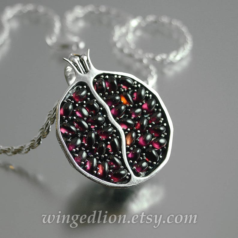 JUICY POMEGRANATE silver garnet pendant Ready to ship image 4