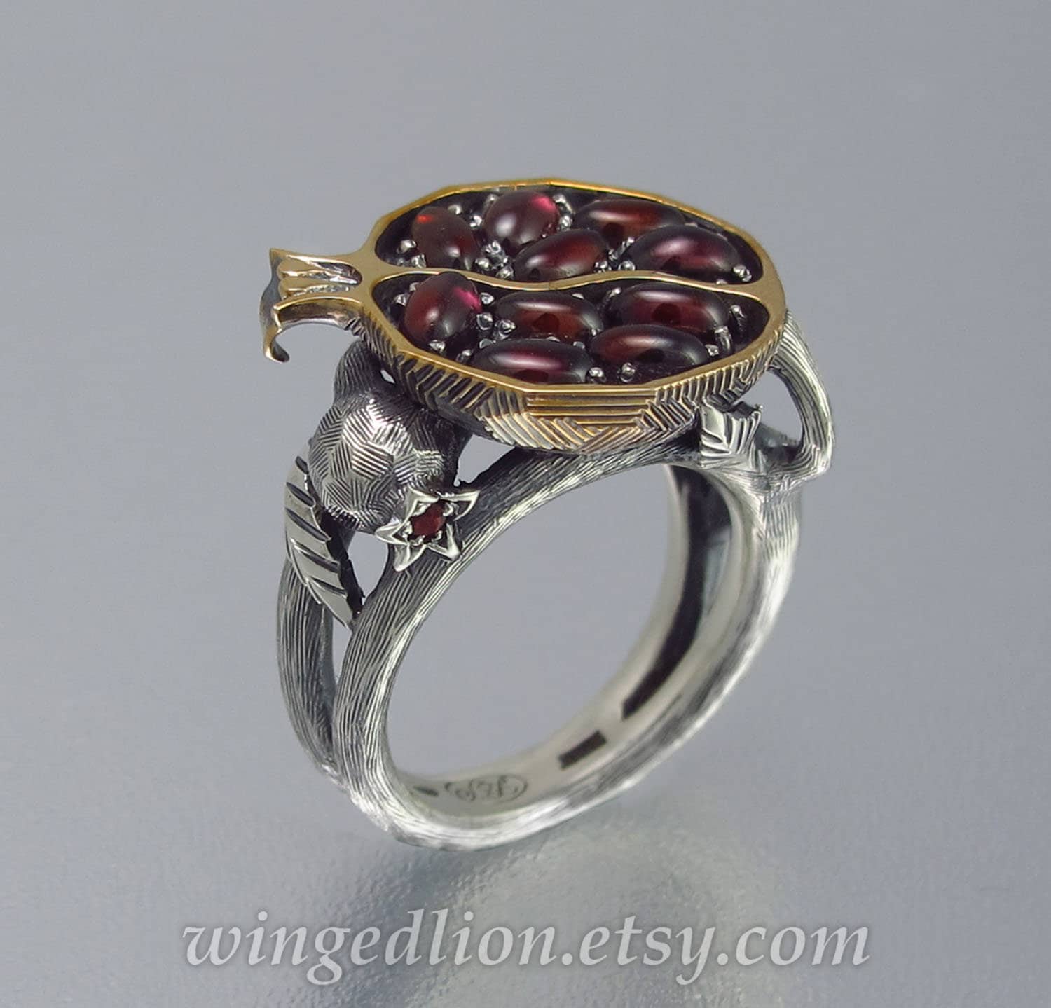 Buy Garnet Ring, Sterling Silver With Gold, January Birthstone Ring,  Engagement Ring Online in India - Etsy