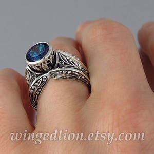 The COUNTESS Alexandrite silver ring and band set sizes 7 to 9.5 image 4