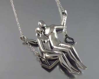 TWO ON A SWING silver pendant