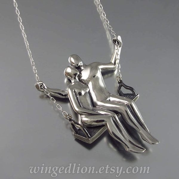 TWO ON A SWING silver pendant