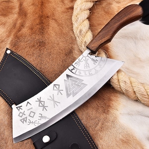 Handmade D2 Steel Cleaver Knife With Leather Sheath, Meat Cleaver Knife, Handmade Cleaver, Heavy Duty Use Cleaver Knife, Chef Knife