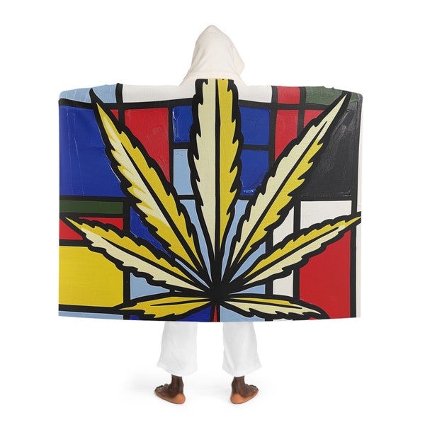 Mondrianesque Mellow Decke | Schlummerquadrate zum Einkuscheln Im Stil von Piet Mondiran | Sherpa Style mit Kapuze für Zuhause und Reisen
