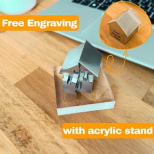 Haus Puzzle aus Edelstahl - Personalisierbar – 4-teiliges Null-Toleranz EDM Fidget - Geschenk Einzug, Hausbesitzer, Makler