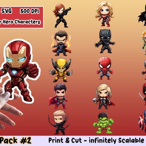 Super Heroes Sticker PNG Pack, Super Heroes Sticker Set, Super Heroes PNG, Super Heroes SVG, Sticker Design, Super Heroes Pack 2, Cricut
