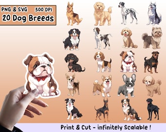 Hondenrassen Sticker PNG Pack, Hondenrassen Sticker Set, Hondenrassen PNG, Hondenrassen SVG, Sticker Design, Hondenrassen Clipart Bundel, cricut bestanden