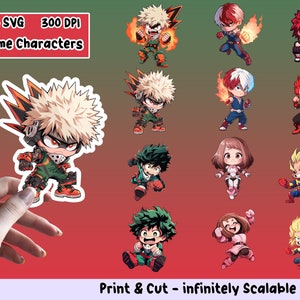 Anime Sticker PNG Pack, Anime Sticker Set, Anime PNG, Anime SVG, Sticker Design, Anime Clipart Bundle, Cricut , Print Cut Stickers, Pack 6