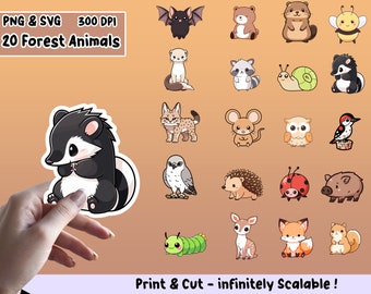 Bosdieren Sticker PNG Pack, Bosdieren Sticker Set, Bosdieren PNG, Bosdieren SVG, Sticker Design, Bosdieren Bundel