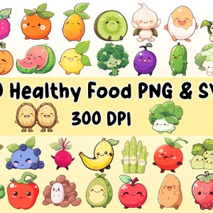 Healthy Food Sticker PNG Pack, Food Sticker Set, Healthy Food PNG, Healthy Food SVG, Sticker Design, Food Clip art Bundle, cricut file