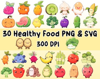 Gezonde voeding sticker PNG Pack, voedsel sticker set, gezonde voeding PNG, gezonde voeding SVG, sticker ontwerp, voedsel clip art bundel, cricut bestand