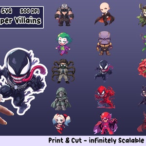 Villains Sticker PNG Pack, Villains Sticker Set, Villains PNG, Villains SVG, Sticker Design, Villains Clipart Bundle, cricut files