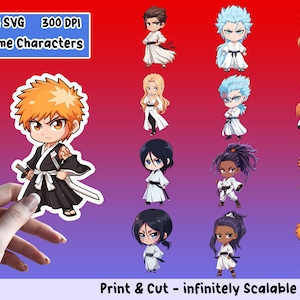 Anime Sticker PNG Pack, Anime Sticker Set, Anime PNG, Anime SVG, Sticker Design, Anime Clipart Bundle, Cricut , Print Cut Stickers, Pack 7