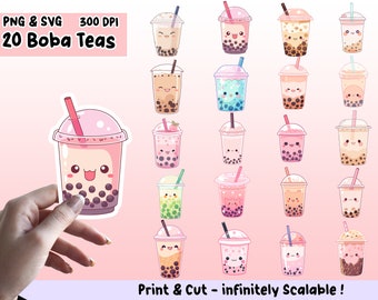Bubble Tea Sticker PNG Pack, Bubble Tea Sticker Set, Bubble Tea PNG, Bubble Tea SVG, Sticker Design, Bubble Tea Clipart Bundel, cricut png