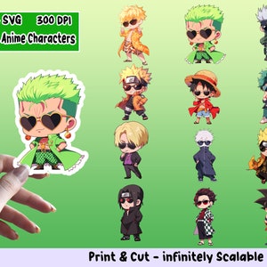 Anime Sticker PNG Pack, Anime Sticker Set, Anime PNG, Anime SVG, Sticker Design, Anime Clipart Bundle, Cricut , Print Cut Stickers, Pack 14