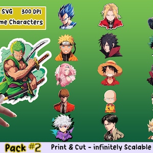 Anime Sticker PNG Pack, Anime Sticker Set, Anime PNG, Anime SVG, Sticker Design, Anime Clipart Bundle, Cricut , Print Cut Stickers, Pack 2