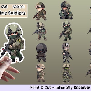 Soldier Sticker PNG Pack, Soldier Sticker Set, Soldier PNG, Soldier SVG, Sticker Design, Soldier Clipart Bundle, Cricut , Print Cut Stickers