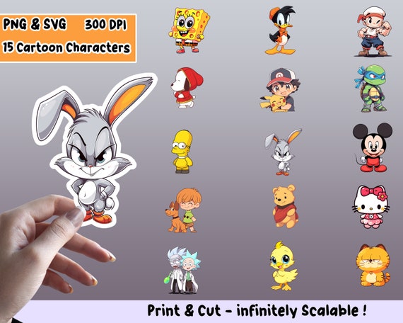 Cartoon Sticker PNG Pack, Cartoon Sticker Set, Cartoon PNG, Cartoon SVG, Sticker Design, Cartoon Clipart Bundle, cricut png