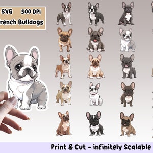 French Bulldogs Sticker PNG Pack, French Bulldogs Sticker Set, French Bulldogs PNG, French Bulldogs SVG, Sticker Design, French Bulldogs