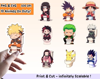 Anime Sticker PNG Pack, Anime Sticker Set, Anime PNG, Anime SVG, Sticker Design, Anime Clipart Bundel, Cricut, Print Cut Stickers, Pack 13