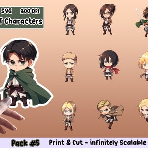 Anime Sticker PNG Pack, Anime Sticker Set, Anime PNG, Anime SVG, Sticker Design, Anime Clipart Bundle, Cricut , Print Cut Stickers, Pack 5