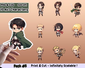 Anime Sticker PNG Pack, Anime Sticker Set, Anime PNG, Anime SVG, Sticker Design, Anime Clipart Bundel, Cricut, Print Cut Stickers, Pack 5