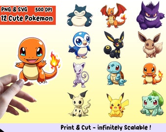 Anime-klistermärkes-PNG-paket, anime-klistermärkesset, anime PNG, anime SVG, klistermärkesdesign, anime clipart-paket, Cricut-filer, paket 2