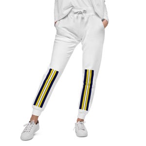 Fleece-joggingbroek uit de Stripes-serie (marineblauw en goud)