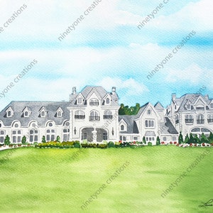 Instant Download Park Chateau Estate and Gardens Watercolor