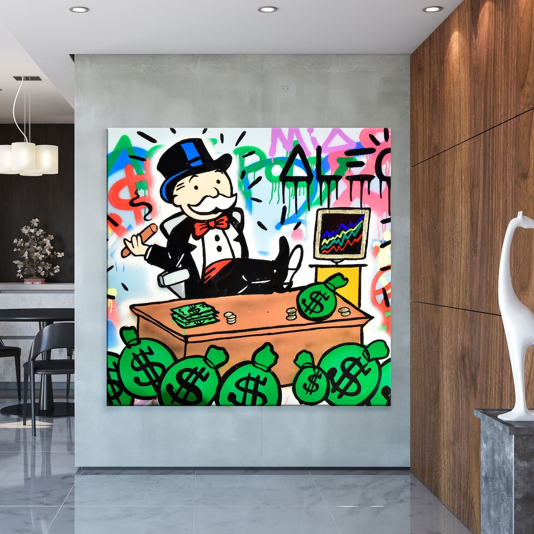 Rich Monopoly Alec Pop Art Graffiti Canvas Print, Banksy Art, Monopoly ...