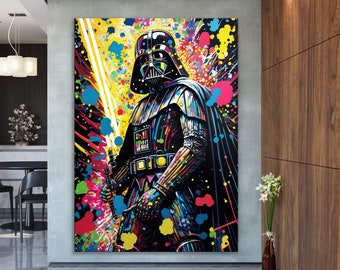 Darth Vader Abstract Pop Art Canvas Wall Art, Darth Vader Oil Paint Printing, Darth Vader Art, Starwars Graffiti, Graffiti Wall Art