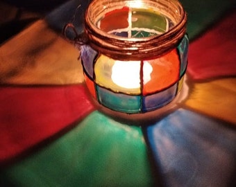 Handmade stained glass candle holder