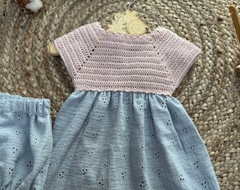 Robe bébé crochet tissu coton