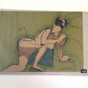 Crouching woman (5x7 inch original drawing)