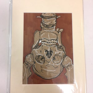 Skull pelvis  (8x6 inch original drawing in A4 mount)