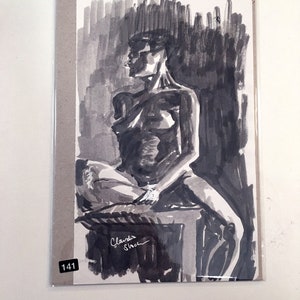seated woman (8x5 inch original drawing)