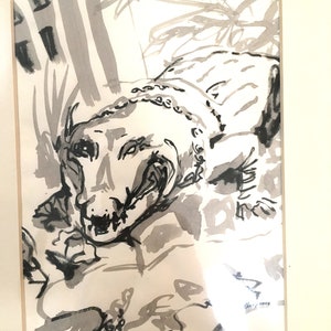 Crocodile (7x5 inch original drawing in A4 mount)