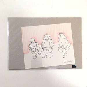 Three men (5x6 inch original drawing)