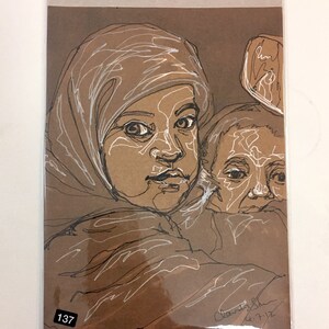 two children  (8x6 inch original drawing)