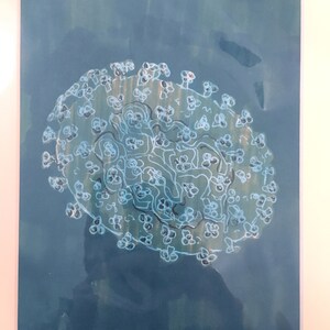 glass virus  (8x6 inch original drawing in A4 mount)