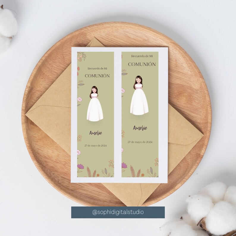 First Communion Bookmark Template, Rustic Pink Flowers, First Holy ...