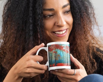 Beautiful Nature Art Mug, Good White Elephant Gift, Photography Gift for Mom, Gift Idea for Coworker, Fairytale landscape, Autumn foliage