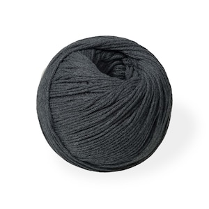 Charcoal Braided Cotton Yarn 100g 200m, Recycled Cotton Yarn