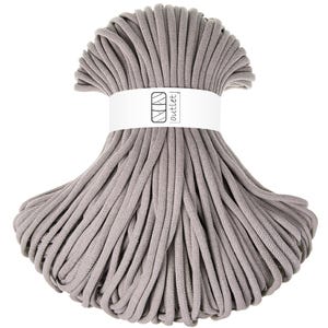 Pearl grey braided cotton cord 9 mm 100 m, cotton cord cotton yarn OUTLET